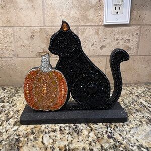 Halloween Decor - Halloween Black Cat & Pumpkin